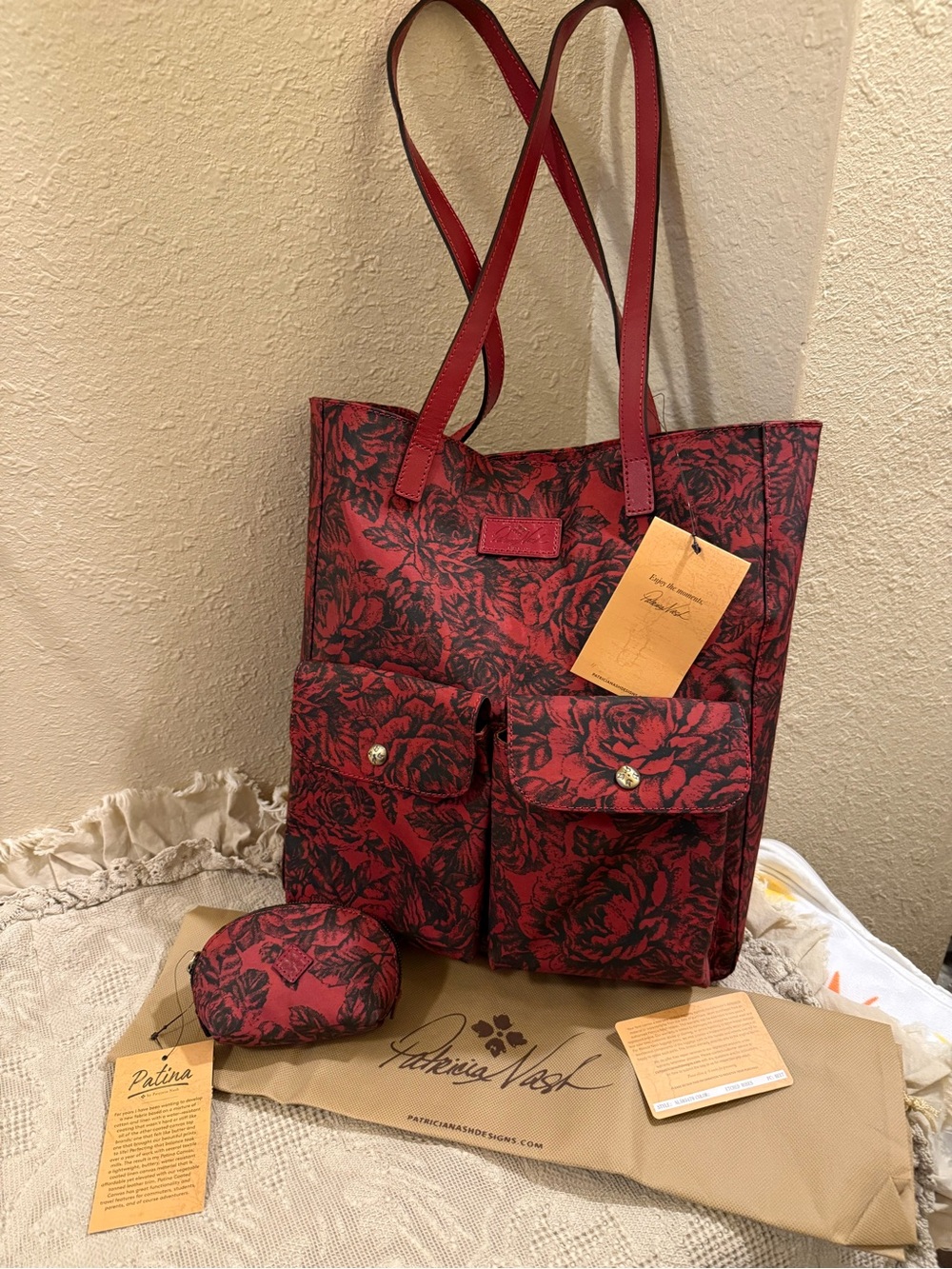 Patricia Nash Etched Roses Travel Bag with Front Pockets